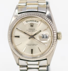 Vintage Rolex Oyster Perpetual Day-Date Wristwatch in 18k White Gold