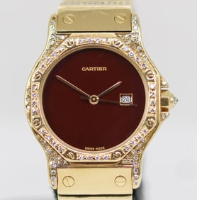 Vintage Cartier with Date Wristwatch in 18k Yellow Gold