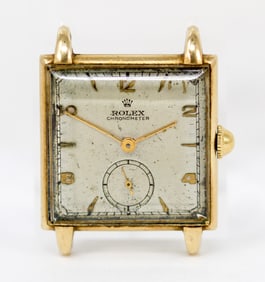 Vintage Rolex Chronometer Square Wristwatch in 14k Yellow Gold