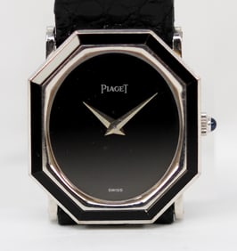 Ladies Piaget Wristwatch with Factory Onyx Bezel in 18k White Gold