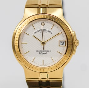 Vintage Vacheron Constantin Geneve Chronometre Royal Phidias with Date Wristwatch in 18k Yellow Gold