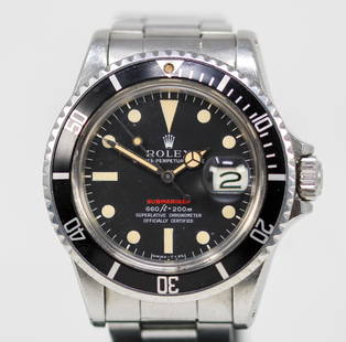 Vintage Rolex Oyster Perpetual Date Submariner Wristwatch: Stainless Steel Vintage Rolex Oyster Perpetual Date Submariner Wristwatch on Stainless Steel Rolex Bracelet; Model 1680, Serial # 2701388. 40mm diameter. Not running. PLEASE NOTE: all wristwatches are