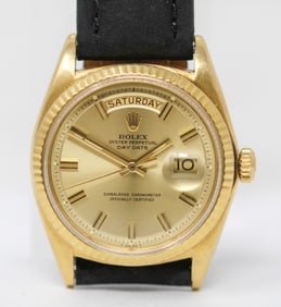Vintage Rolex Oyster Perpetual Day-Date Wristwatch in 18k Yellow Gold