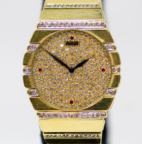 Vintage Piaget Polo Wristwatch in 18k Yellow Gold *Diamonds on Dial and Bracelet Appear to be