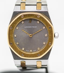 Two-Tone Audemars Pigeut Roal Oak Wristwatch with Factory Diamond Dial