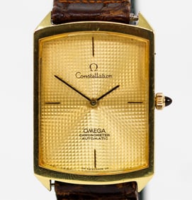 Vintage Omega Constellation Rectangular Wristwatch in 18k Yellow Gold