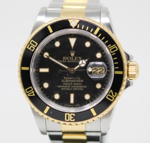 Two-Tone Vintage Rolex Oyster Perpetual Date "Tiffany & Co." Submariner Wristwatch