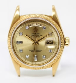 Vintage Rolex Oyster Perpetual Day-Date Wristwatch in 18k Yellow Gold