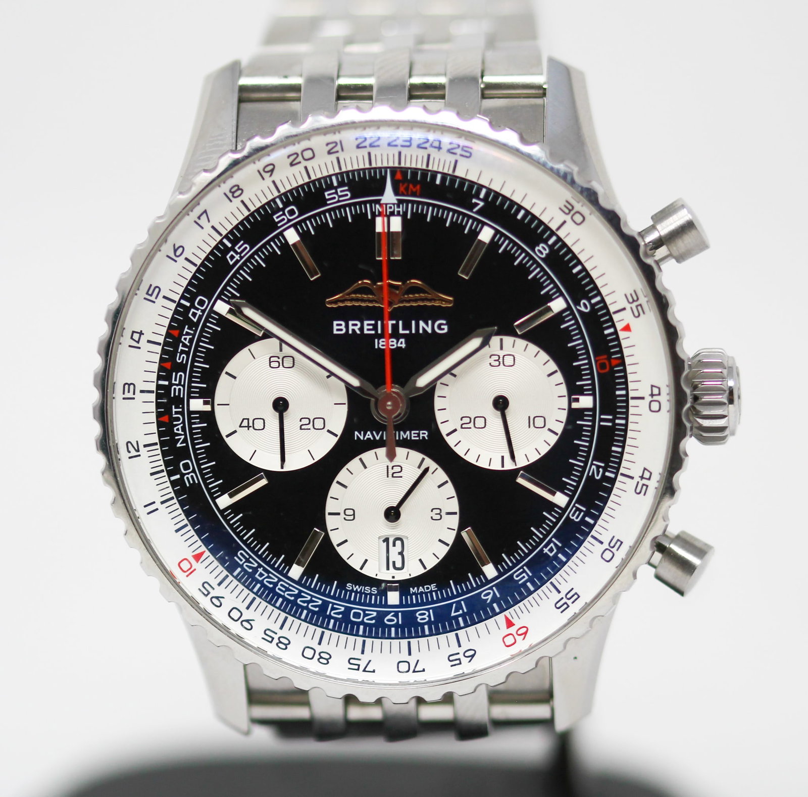 Breitling 1884 Navitimer Chronograph with Date Wristwatch *Bottom Chronograph Pusher Not (1 of 8)