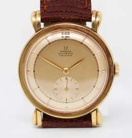 Vintage Omega Automatic Bumper Wristwatch in Solid Yellow Gold