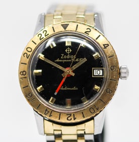 Two-Tone Vintage Zodiac Aerospace GMT with Date Wristwatch