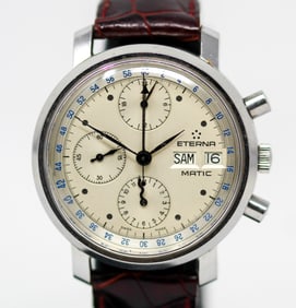 Vintage Eterna-Matic Chronograph with Day and Date Wristwatch
