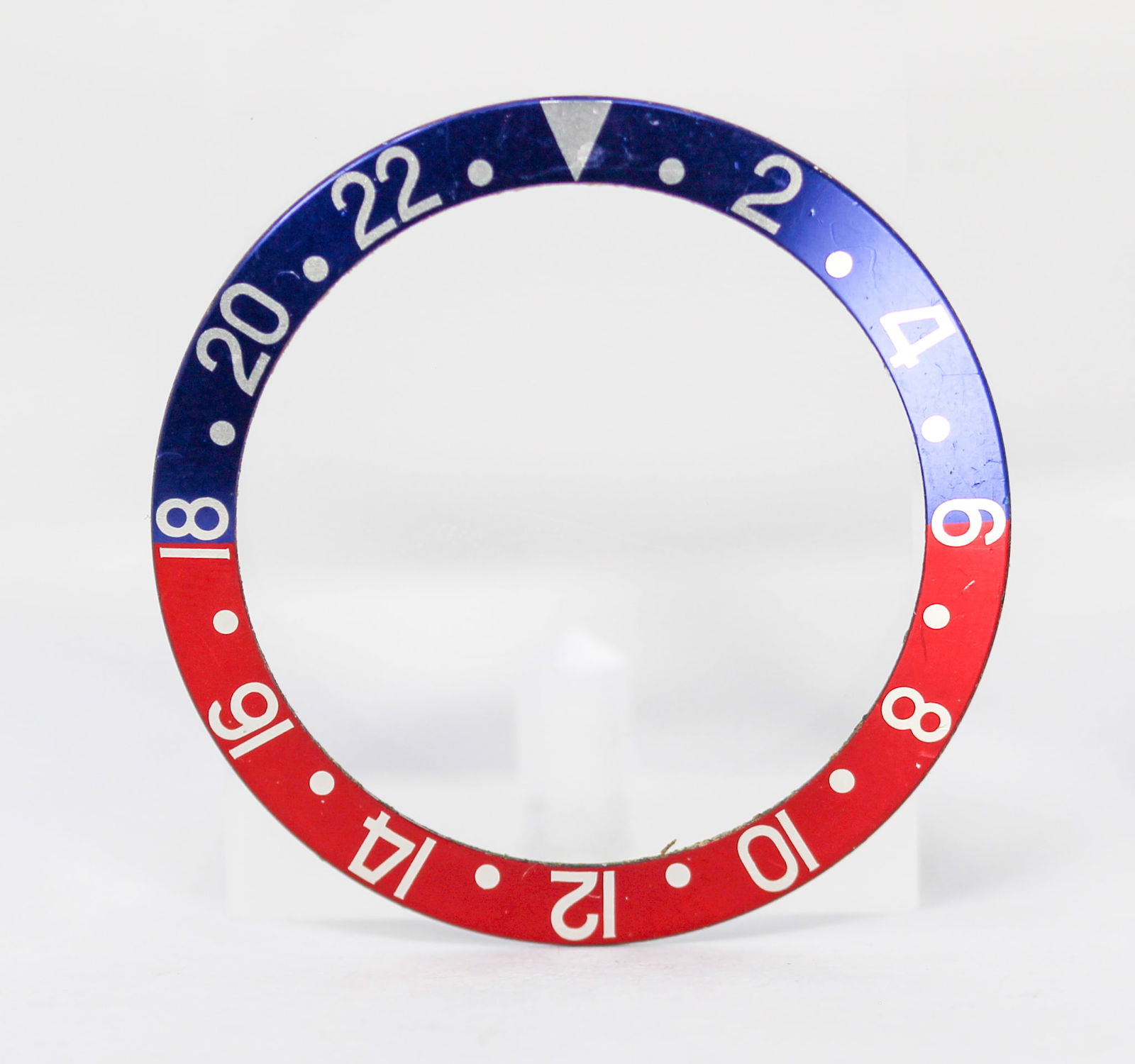 Loose Vintage Rolex GMT-Master Bezel: Loose Vintage Rolex GMT-Master Bezel. Blue and red bezel. 38mm diameter. Loose watch parts. PLEASE NOTE: all wristwatches are sold "as-is", with no mechanical warranty or guarantee. Any representation