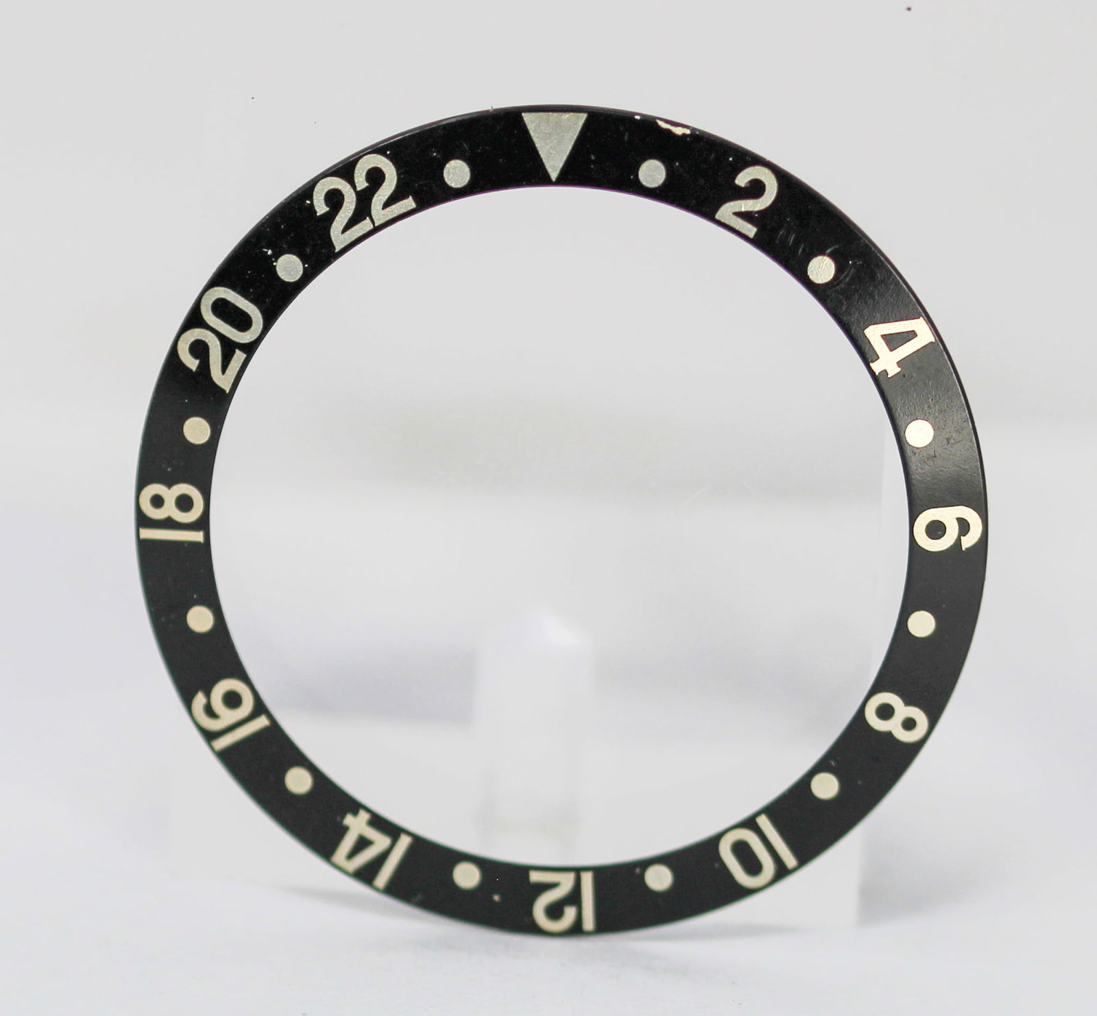 Loose Vintage Rolex GMT-Master Bezel: Loose Vintage Rolex GMT-Master Bezel. Black bezel. 38mm diameter. Loose watch parts. PLEASE NOTE: all wristwatches are sold "as-is", with no mechanical warranty or guarantee. Any representation as to