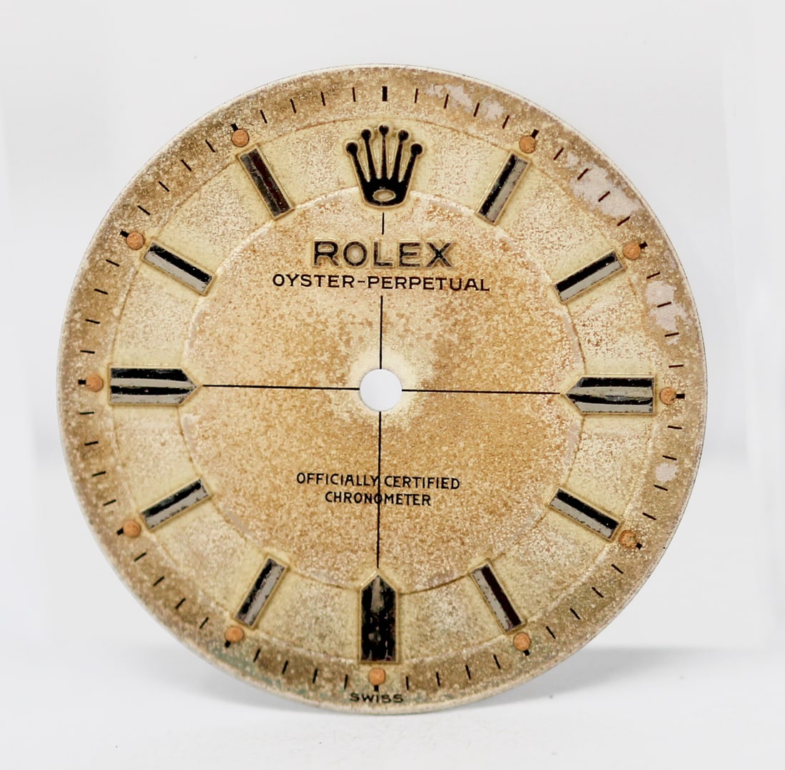 Loose Vintage Rolex Oyster Perpetual Dial: Loose Vintage Rolex Oyster Perpetual Dial. White dial. 27mm diameter. Loose watch parts. PLEASE NOTE: all wristwatches are sold "as-is", with no mechanical warranty or guarantee. Any representation as