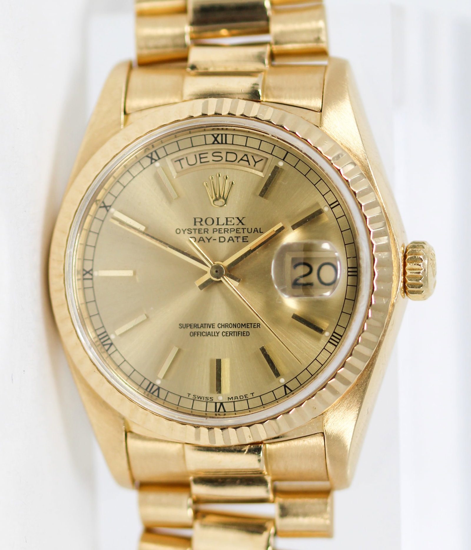 Vintage Rolex Oyster Perpetual Day-Date Wristwatch in 18k Yellow Gold *Bracelet Damaged, Needs (1 of 8)