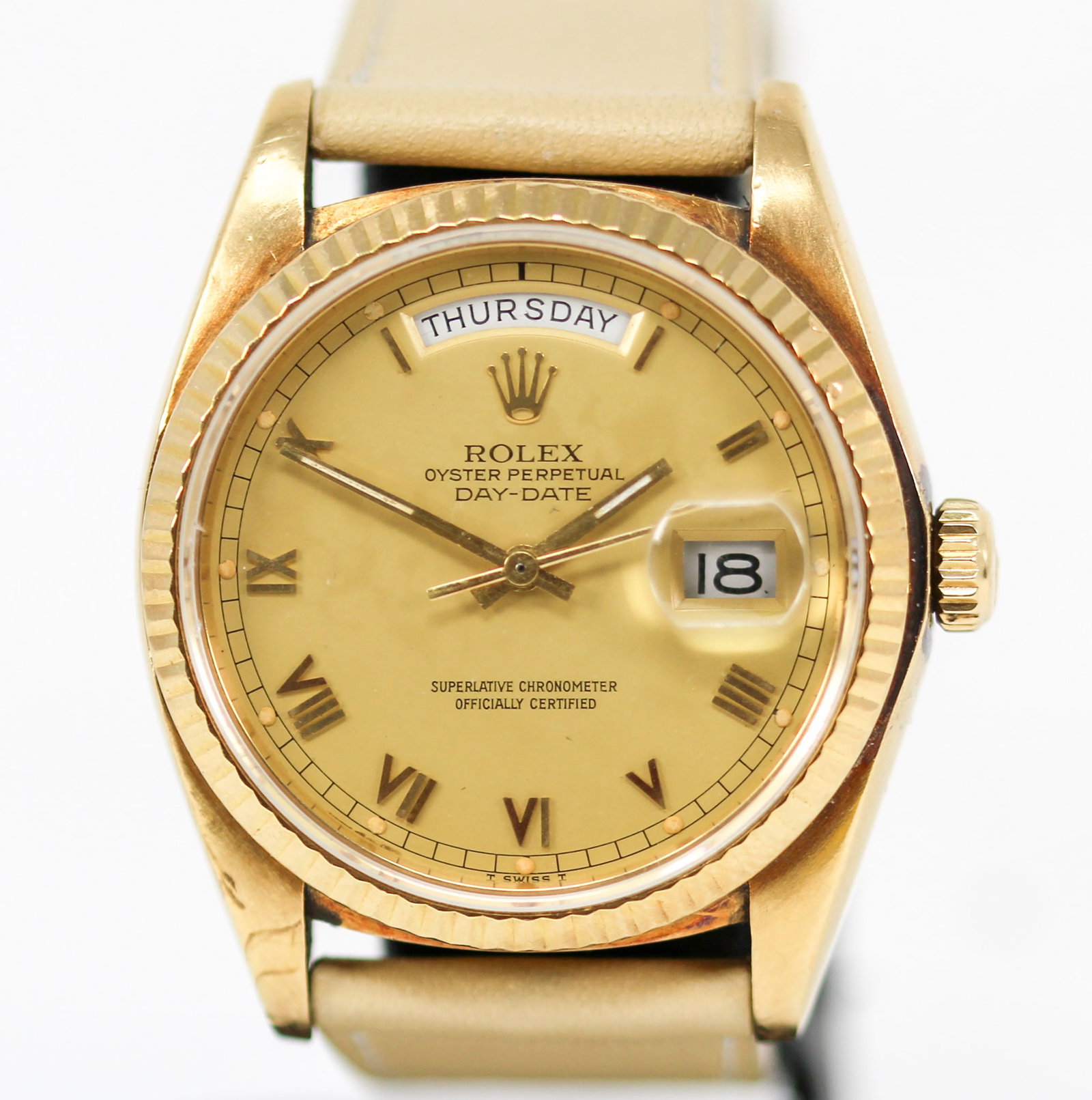 Vintage Rolex Oyster Perpetual Day-Date Wristwatch in 18k Yellow Gold (1 of 4)