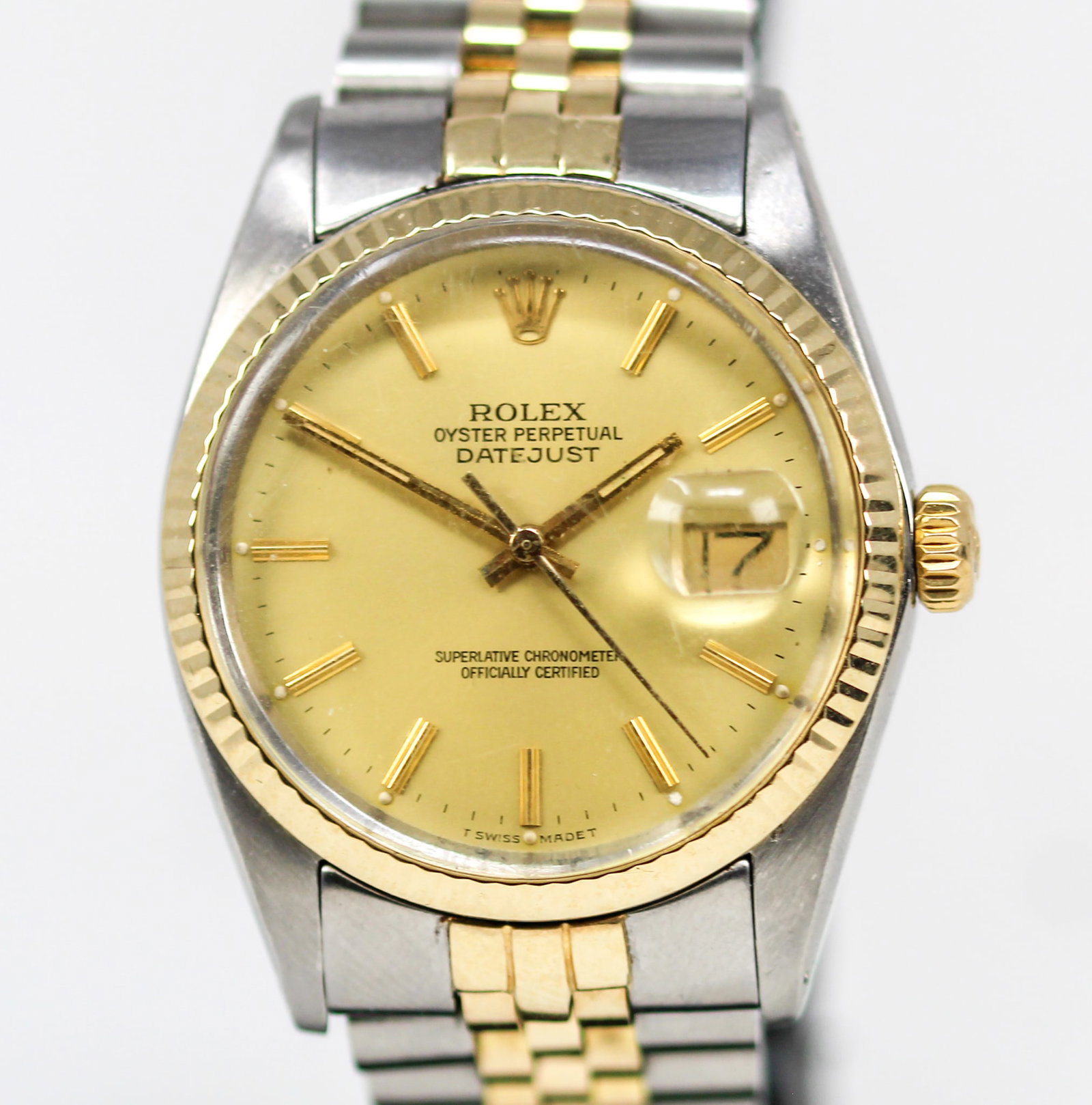 Two-Tone Vintage Rolex Oyster Perpetual Datejust Wristwatch (1 of 8)