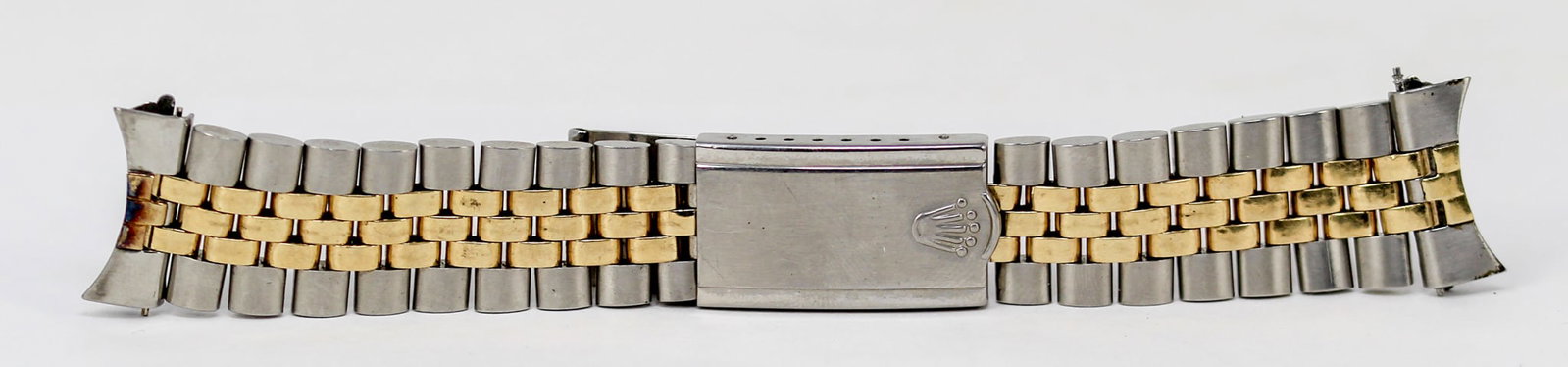 Two-Tone Vintage Rolex Bracelet: Two-Tone Vintage Rolex Bracelet. 5" length, 19mm end link. Loose watch parts. PLEASE NOTE: all wristwatches are sold "as-is", with no mechanical warranty or guarantee. Any representation as to functio