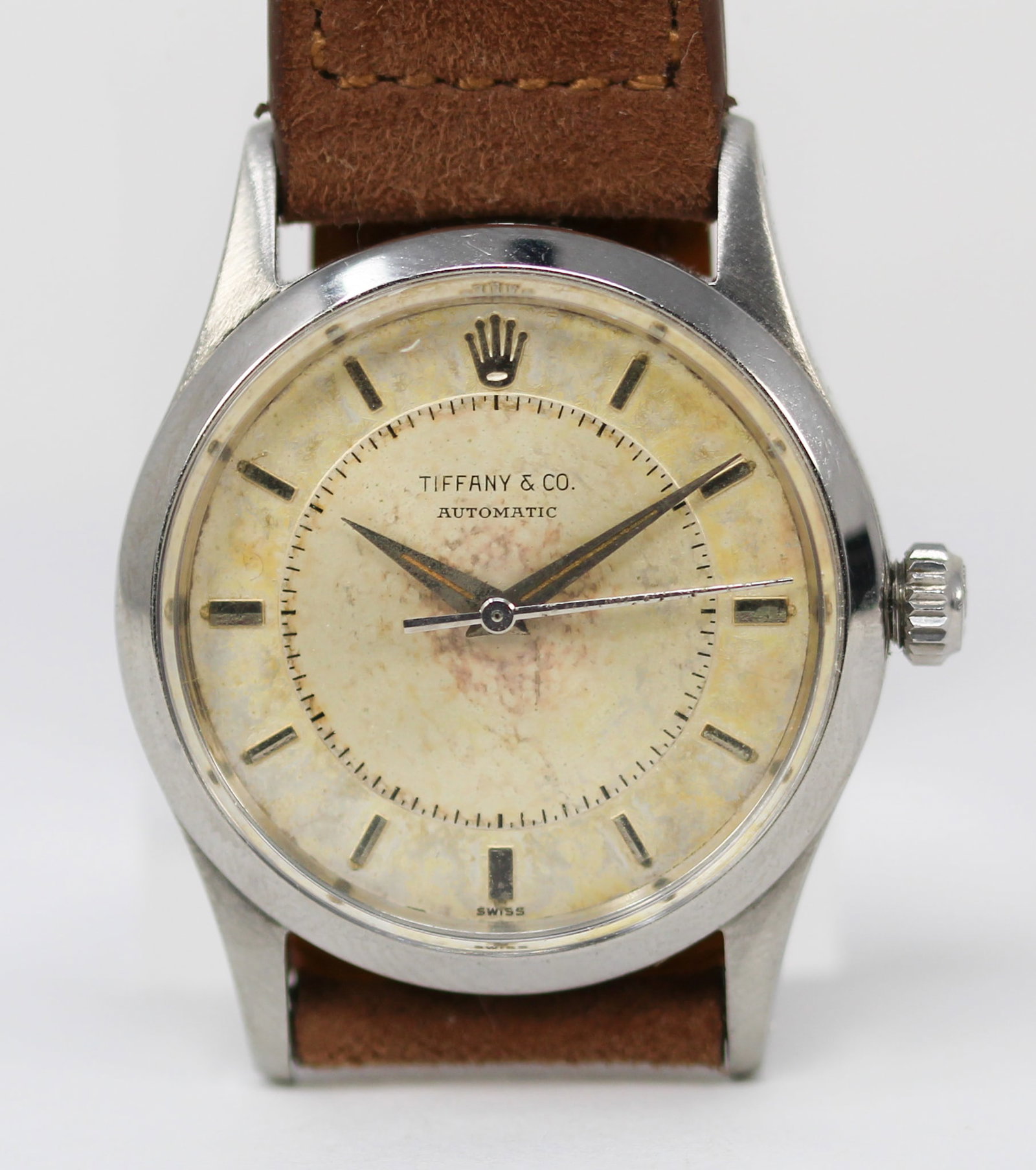 Vintage Rolex "Tiffany & Co." Automatic Wristwatch: Stainless Steel Vintage Rolex "Tiffany & Co." Automatic Wristwatch; Model 6532, Serial # 269761. 33mm diameter. Running at time of cataloging. PLEASE NOTE: all wristwatches are sold "as-is", with no