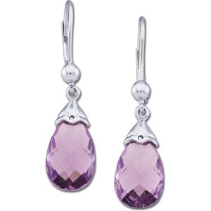 14K WHITE GOLD EARRINGS GENUINE AMETHYST BRIOLETTE DANG: This pair of 14k White Gold Earrings features the most beautiful faceted GENUINE BRIOLETTE AMETHYSTS. The Amethysts are tear drop shaped, well matched, and their Total Weight = 6 CARATS! The Earrings 