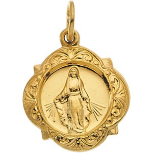 14K GOLD MIRACULOUS MEDAL PENDANT: 14K Yellow Gold MIRACULOUS MEDAL Pendant. It measure 12.14mm x 12.09mm and it is in 'BRAND NEW' condition.