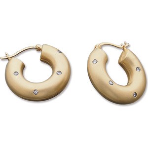 14K GOLD DIAMOND HOOP EARRINGS EXQUISITE & A STEAL!: 14k Yellow Gold HOOP style Earrings set with SPARKLING DIAMONDS. The Hoop Earrings measure a fraction less than 1 inch across and they are 'Brand New'.