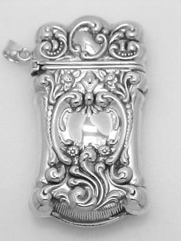 ANTIQUE STYLE STERLING SILVER MATCH SAFE: This Antique Style MATCH SAFE is an Authentic and Accurate copy of one from the 1900s. It is a Solid STERLING Silver Match Safe and it features ornate Victorian Style Repousee Scrollwork. You can also