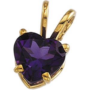 14K GOLD PENDANT HEART AMETHYST = .75 CTS: This 14k Yellow Gold Necklace features a beautiful HEART SHAPE GENUINE AMETHYST Pendant = .75 CARATS!