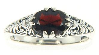 ANTIQUE STERLING SILVER RING GARNET FILIGREE: Vintage Style Sterling Silver ring featuring a Genuine Oval Amethyst = 2 Carats, with exquisite filigree work each side. This ring is available in a size 6, 7 or 8.