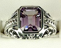 ANTIQUE STYLE STERLING SILVER RING AMETHYST FILIGREE: Antique Style Sterling Silver Filigree ring featuring a Genuine AMETHYST. This lovely ring is currently a size 7 and can be resized.