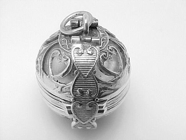 ANTIQUE STYLE STERLING LOCKET PENDANT BALL 6 PICTURES!: This Antique Style STERLING Locket Pendant is an Authentic and Accurate copy of a Locket from the 1920's and THIS one is in MINT condition! This fabulous sphere shaped Locket is SOLID STERLING SILVER 