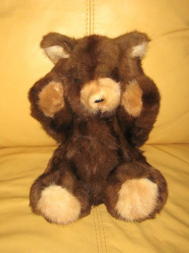 MINK TEDDY BEAR - HANDMADE - EXCELLENT REAL MINK!: This Handmade Teddy Bear is Circa 1980 and it is GENUINE MINK! It is adorable, cuddly and REAL MINK - made by Belva Dalton. This wonderful MINK TEDDY BEAR measures approximately 1 foot in high, and th