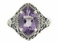 ANTIQUE STYLE STERLING SILVER RING AMETHYST 3 CARATS!: Antique Style Amethyst Filigree Ring is handcrafted and finished in intricate STERLING SILVER detail. Filigree rings are timeless in style and can be enjoyed, cherished and handed down as precious fam