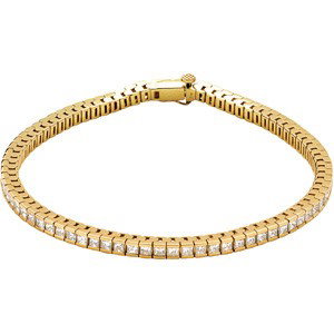 14K GOLD PRINCESS DIAMOND TENNIS BRACELET 4 CARATS! 