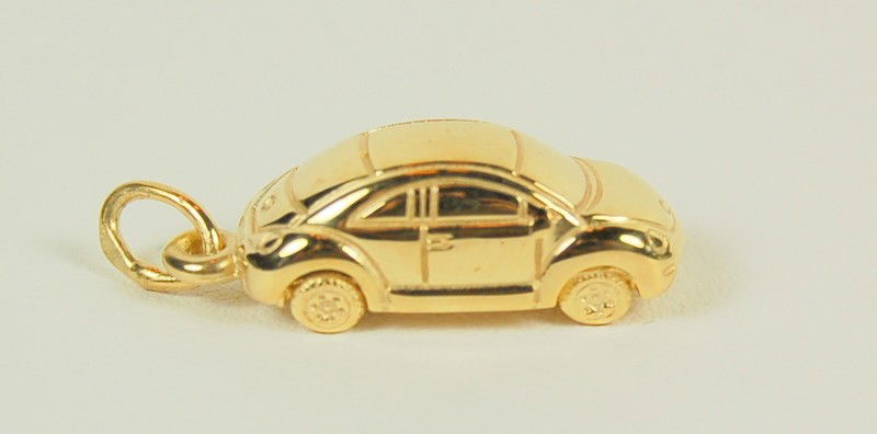 14K SOLID GOLD CAR PENDANT or CHARM 3.4 GRAMS!: 14K Yellow SOLID GOLD CAR Pendant (or you can wear as a Charm). This wonderful Punch Bug Volkswagen CAR with excellent detail measures 3/4 inch in length.