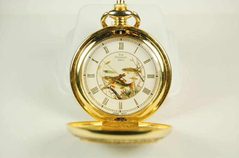 Franklin Mint Pocket Watch Rainbow Trout Collector