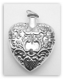 ANTIQUE STERLING PERFUME BOTTLE PENDANT CHATELAINE: This ANTIQUE Style PERFUME BOTTLE (and Pendant) is an Authentic and Accurate copy of one made during the Art Nouveau Period circa 1900 and THIS one is in MINT condition! It is SOLID STERLING SILVER an