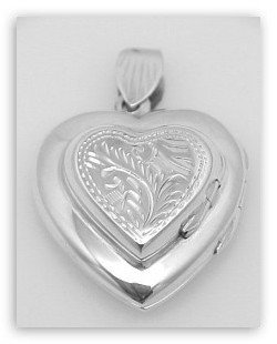 STERLING SILVER HEART LOCKET PENDANT 2 LOCKETS!: This ANTIQUE Style HEART shape LOCKET is really TWO lockets in one! This very well made STERLING SILVER DOUBLE LOCKET measures 7/8 inch x 7/8 inch and it features a beautiful etched design on the fron