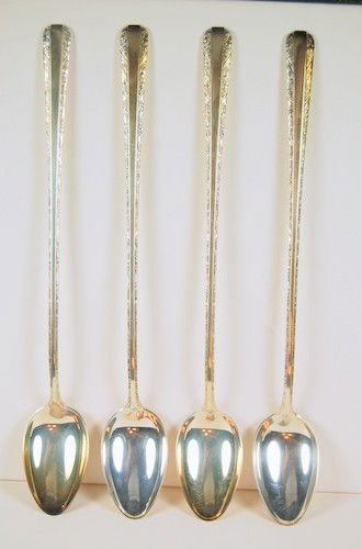 STERLING SILVER ICE TEA SPOON CANDLELIGHT 115 GRAMS! TO: This is a set of FOUR SOLID STERLING SILVER Ice Tea Spoons called CANDLELIGHT by TOWLE. They are 8 inches in length and weigh over 115 GRAMS!