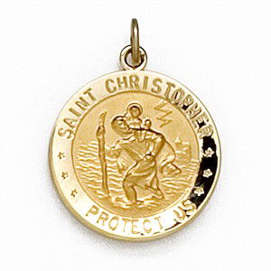 14K GOLD ST. CHRISTOPHER MEDAL U.S. AIR FORCE PENDANT: 14K SOLID GOLD SAINT CHRISTOPHER'S U.S. AIR FORCED MEDAL Pendant. It measures 18mm across (25mm = one inch)