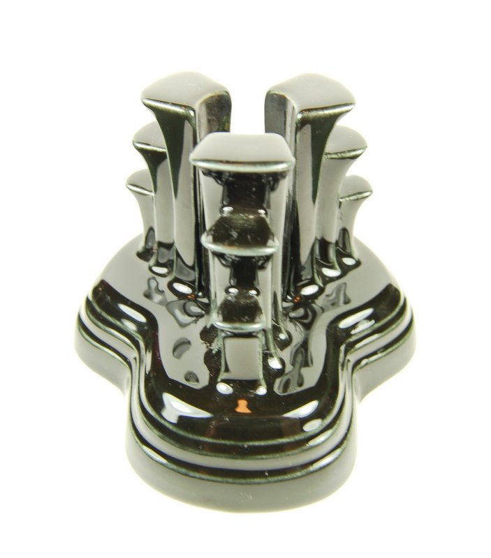 VINTAGE BLACK CANDLESTICK HOLDER HALLMARKED FIESTA (181: This Vintage Black candlestick holder is Hallmarked 'FIESTA'. It measures approximately 4 inches in height and 4 inches across. The Candle fits in the center. This Candlestick is very well made.