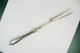 VINTAGE SERVING FORK 2 TINE STERLING SILVER HANDLE (480: This VINTAGE Serving Piece is a 2 prong fork and it has a STERLING SILVER handle. It is 7 1/2 inches in length. (18084)