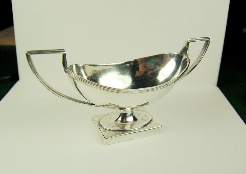 ANTIQUE STERLING SILVER PEDESTAL SALT 1895 NATHAN AND H: This ANTIQUE STERLING SILVER 'Open Pedestal Salt' Chester 1895 has the Original Hallmarks indicating it was made by George Nathan and Ridley Hayes. It is SOLID STERLING SILVER and it measures 5 inches