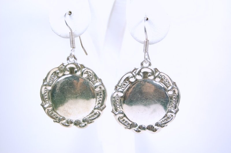 STERLING SILVER EARRINGS LUGGAGE TAG STYLE 2 INCH TOP: This pair of STERLING SILVER Earrings are Impressive as they measure 1 inch across. They dangle from Earwires, and are 2 inches from top to bottom.
