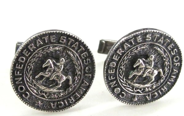 CUFFLINKS CONFEDERATE STATES OF AMERICA 22 FEB 1862 DEO: This pair of Cufflinks is marked CONFEDERATE STATES OF AMERICA 22 FEB. 1862. The reverse side says DEO VINDICE.