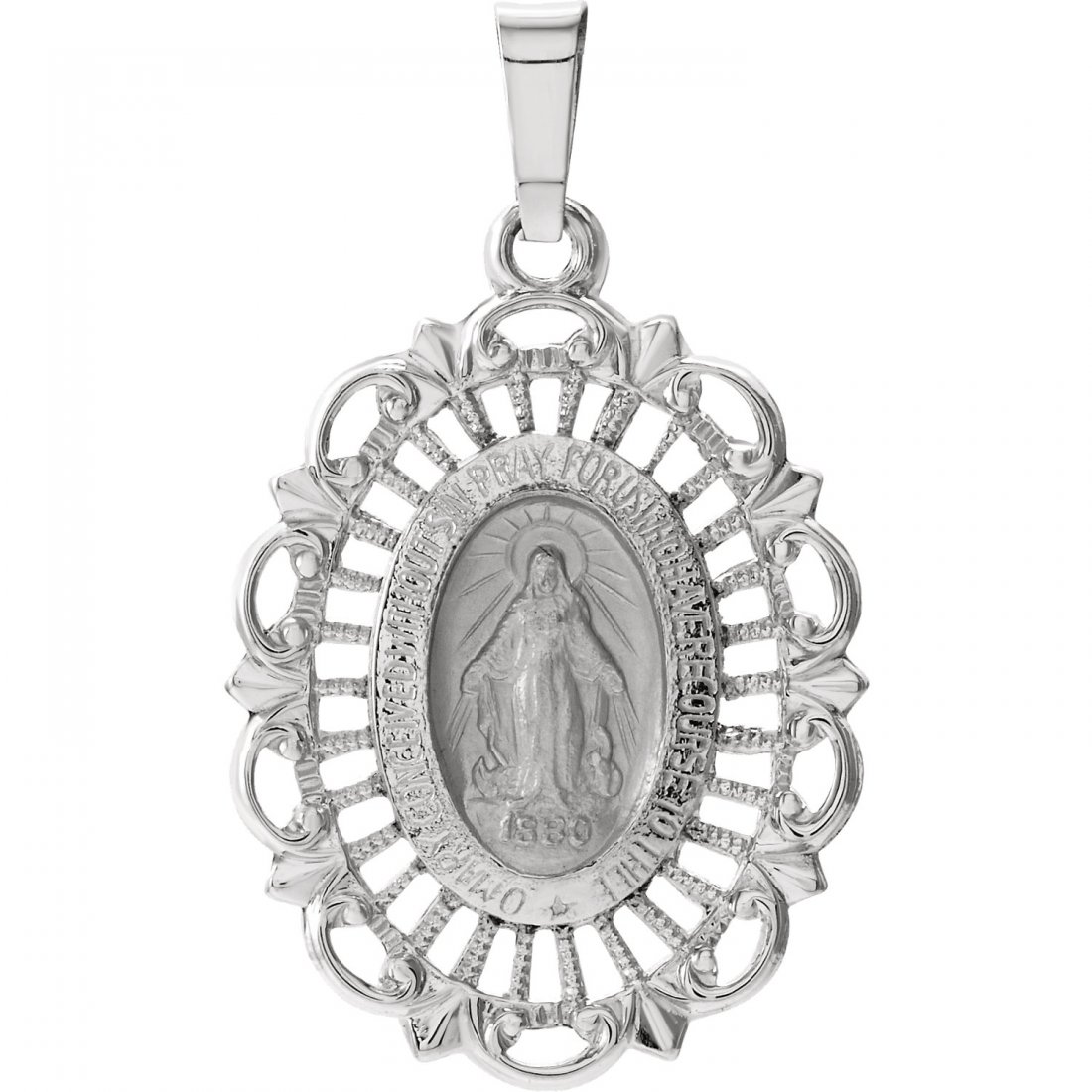 MIRACULOUS MEDAL PENDANT WHITE GOLD RETAIL $450! (1 of 1)