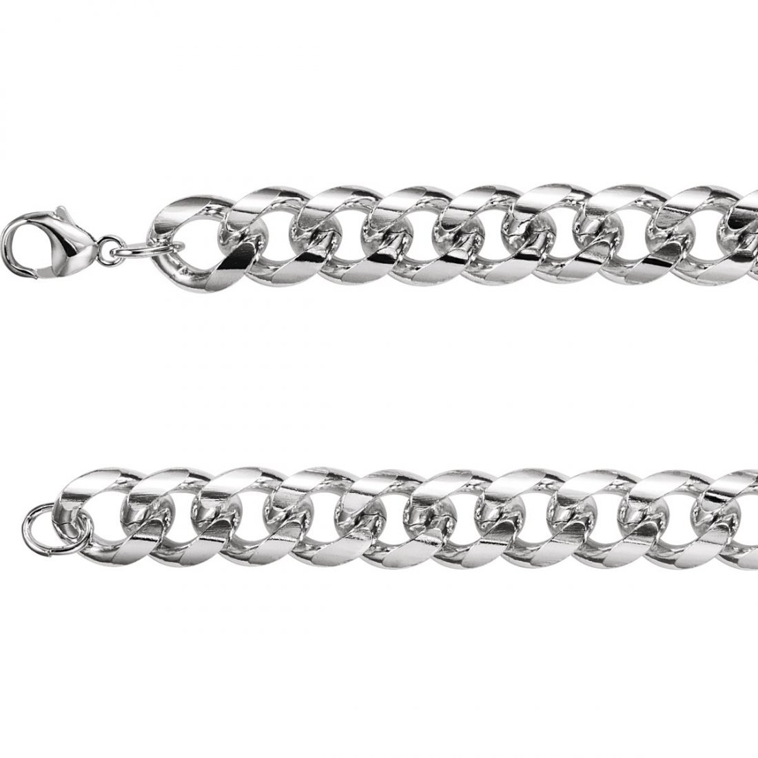 Bracelets - Sterling Silver 12.3mm Curb 8" Chain: Manufacturers Suggested Retail Price: $522 Chain - Chain Bracelets Quality: Sterling Silver Length: 8 In Description: Curb Chain With Lobster Clasp : : : : : : <br