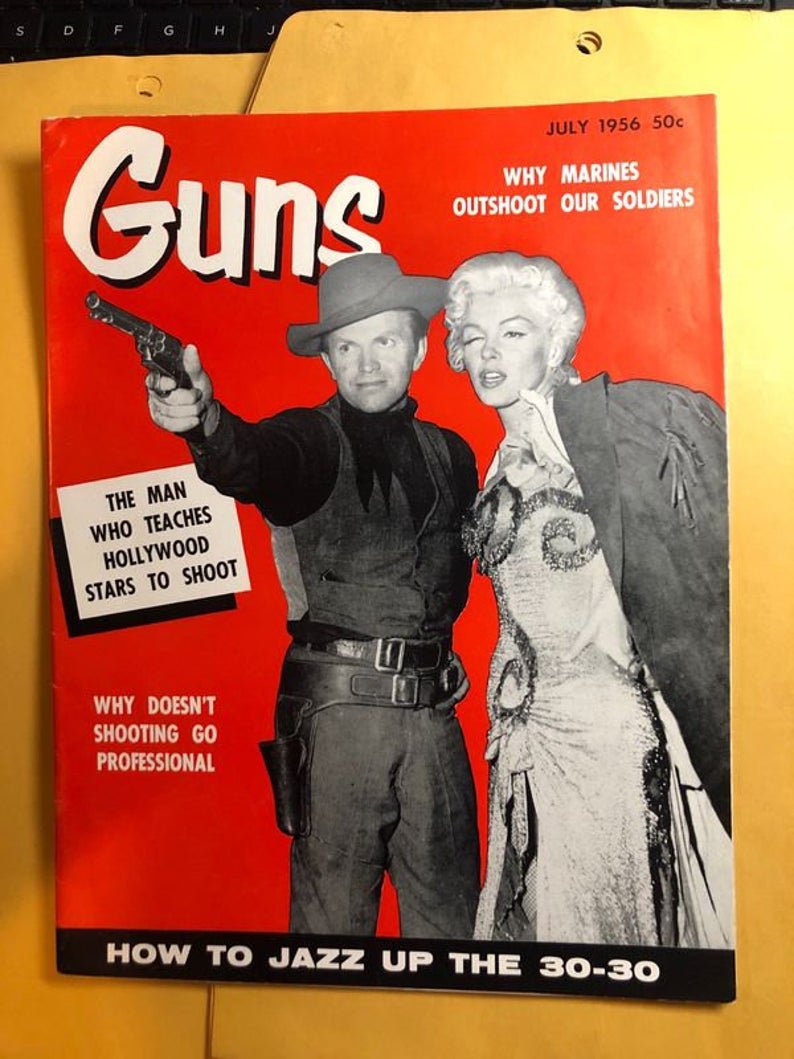 Marilyn Monroe Cover GUNS July 1956 Edit in Near Mint: Marilyn Monroe Cover GUNS July 1956 Edition in Near Mint Condition Preowned From an Estate. No Reserve Bid & No Buyers Premium. In House Shipping Priority Mail Standard Flat Rate.