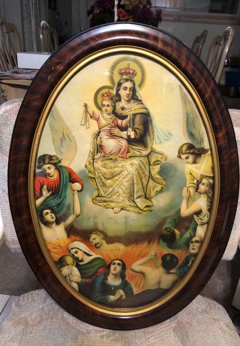 Vintage/Antique Tiger Wood Frame Mount Carmel Litho (1 of 5)